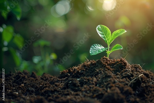 Little plant growing from the earth. Concept for World Environment Day