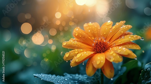 Pink Flowers Covered in Water Droplets
