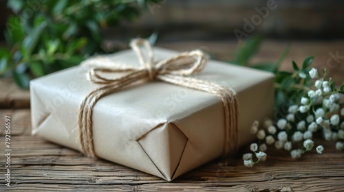 Close Up of Present Box With Flowers