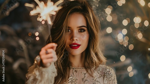 Woman Holding a Sparkler