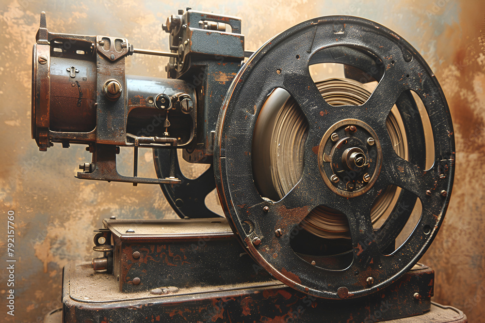 old locomotive,
 Photo of an old movie projector