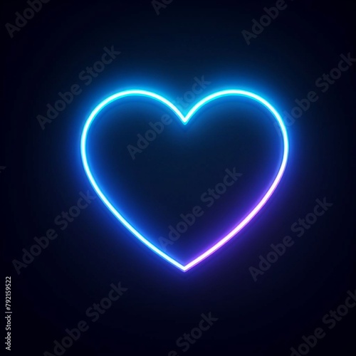 Classic Blue Neon Heart on Black