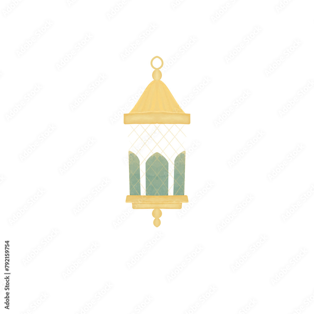 Lantern. Watercolor Ramadan clipart.