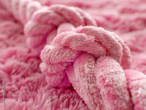 A soft, plush pink blanket is adorned with a mystical knot on top, creating a whimsical and enchanting ambiance.