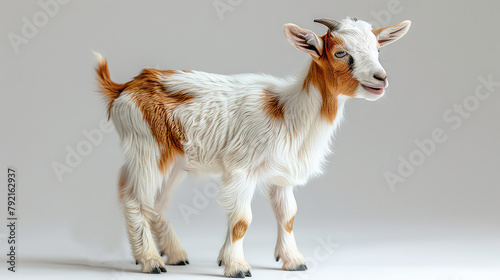 Side view of goat on white background.