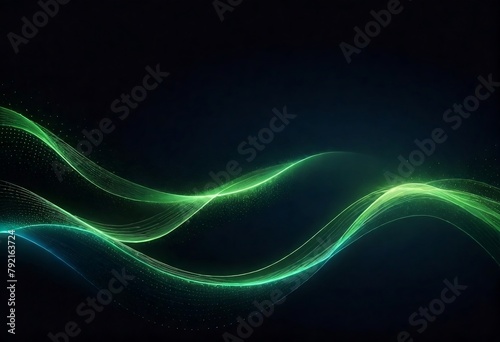 lines pattern smooth curve flowing dynamic green gradient light isolated on black background for concept of technology, digital, created with generative ai 