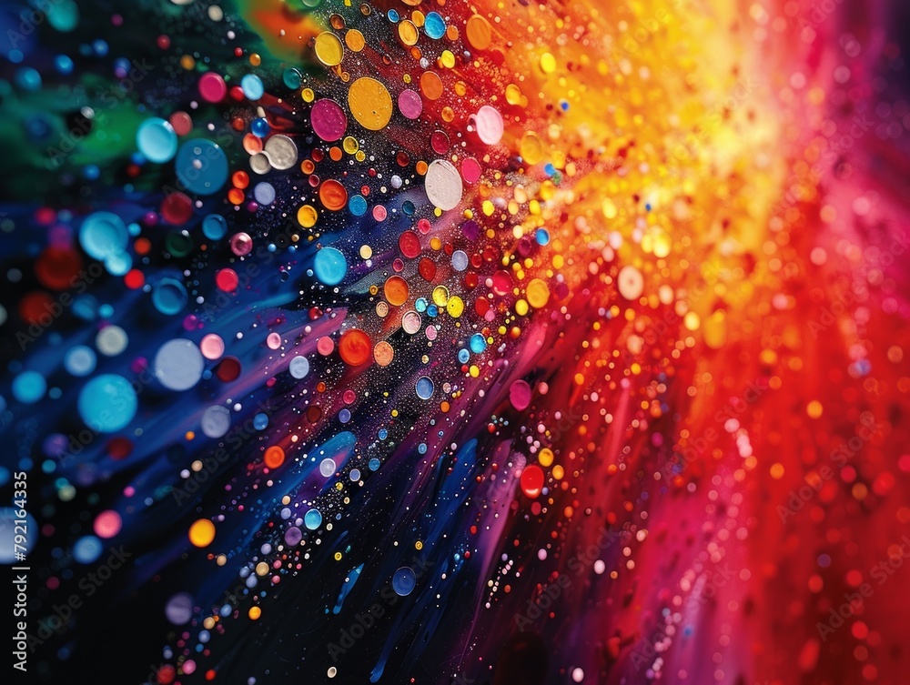 A close up of a vibrant rainbow-colored palette featuring a mesmerizing blend of dots and lines in a harmonious display of light and color. A close up of a vibrant rainbow-colored palette featuring a mesmerizing blend of dots and lines in a harmonious display of light and color.