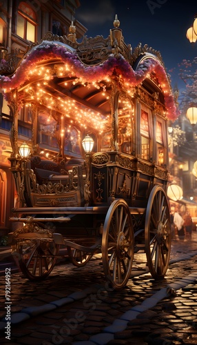 Carriage in the Christmas market in Gdansk, Poland. © Iman