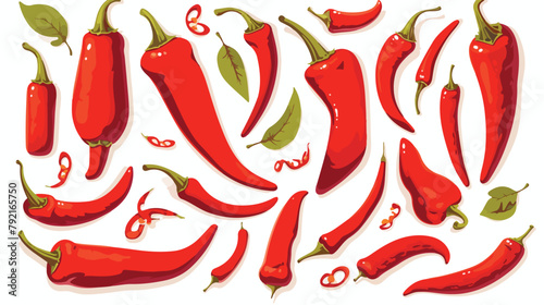 Red hot chili pepper on white background. Vector il