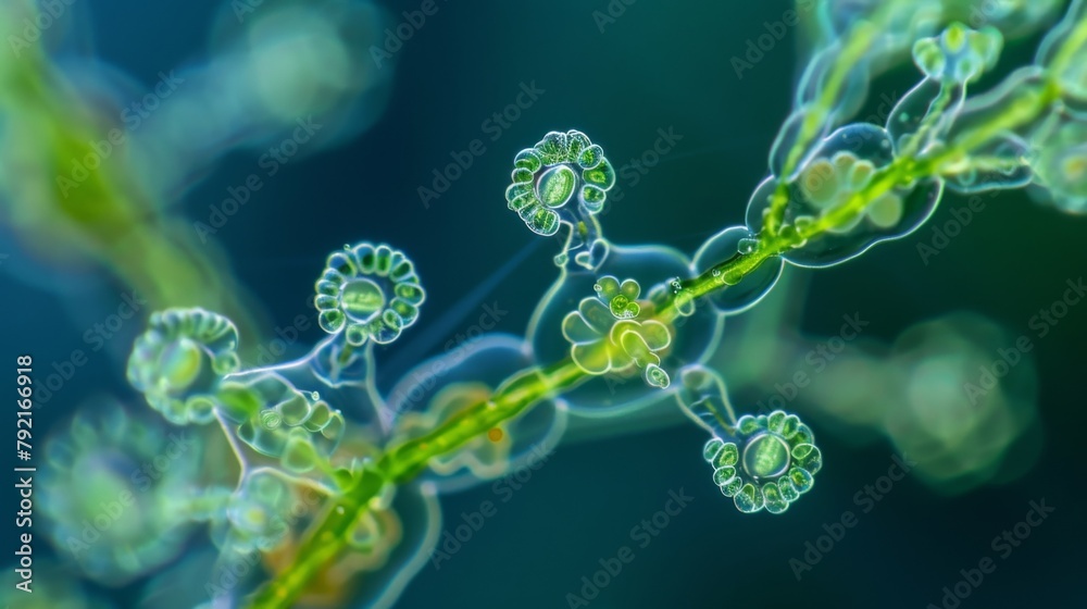 A closer look at a single algal cell reveals the intricate and diverse forms they can take from starshaped colonies to elongated filaments A closer look at a single algal cell reveals the intricate and diverse forms they can take from starshaped colonies to elongated filaments