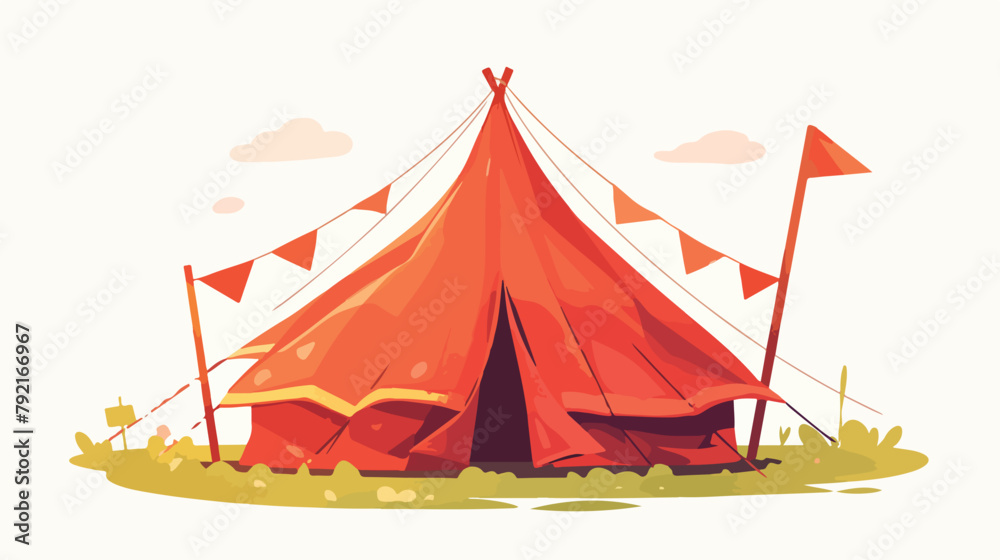 Red tent on white background illustration 2d flat c