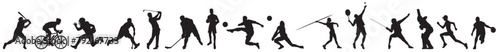 Silhouette sport background. Football, basketball, hockey, box, \nbaseball, tennis. Vector illustration silhouettes athletes