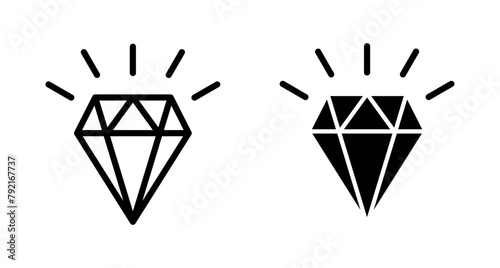 Diamond icon vector isolated on white background. Diamond vector icon. Gemstone symbol