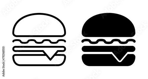 Hamburger icon vector isolated on white background. Burger and hamburger icon. Fast food vector icon