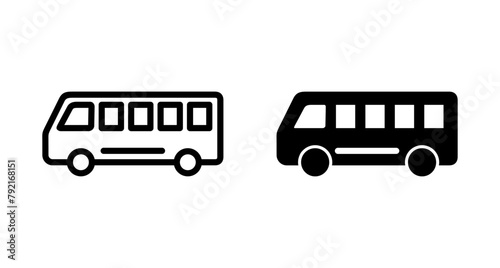 Bus Icon vector isolated on white background. Black bus vector icon