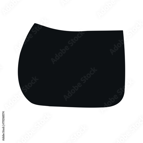 Vector hand drawn horse equestrian saddle pad silhouette isolated on white background