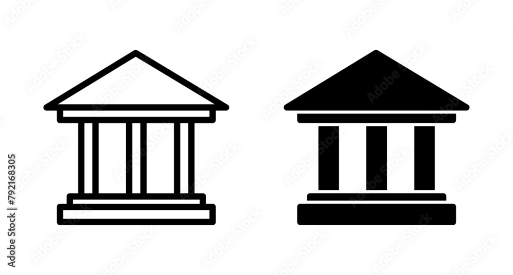 Bank icon vector isolated on white background. bank vector icon, museum, university