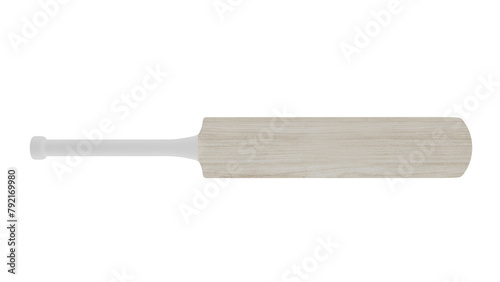 Light wood cricket bat with white handle isolated on transparent and white background. Cricket concept. 3D render