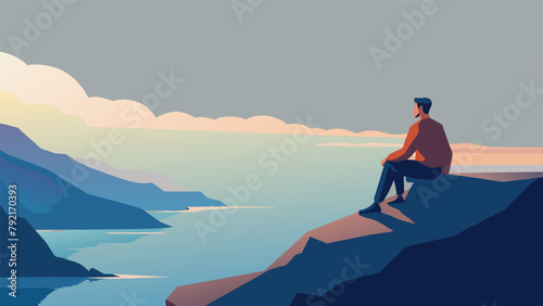 Sitting on a rocky cliff overlooking a vast ocean a person takes a deep breath of salty air and closes their eyes. As the crashing waves and