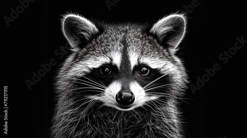 Raccoon Gaze, Monochrome Detail