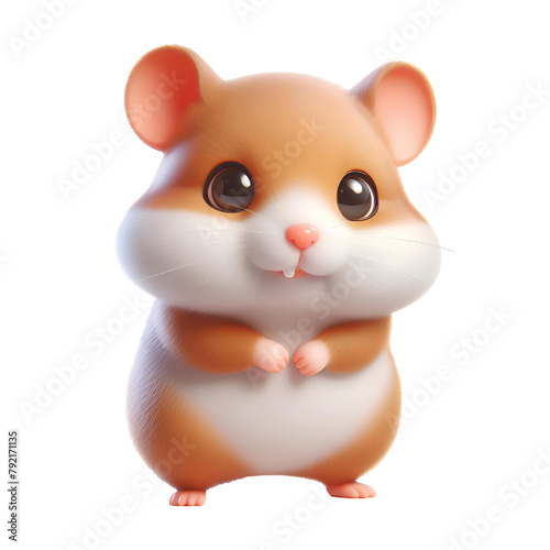 standing hamster 3D CUTE high quality and isolated on a white background