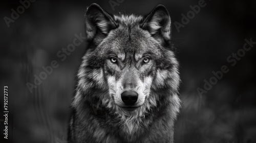 Wolf Stare  Black and White