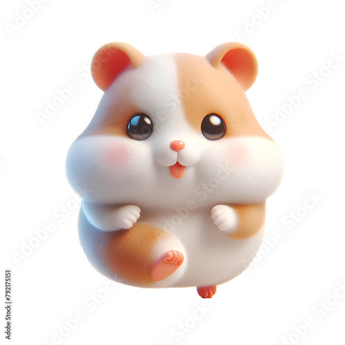 standing hamster 3D CUTE high quality and isolated on a white background