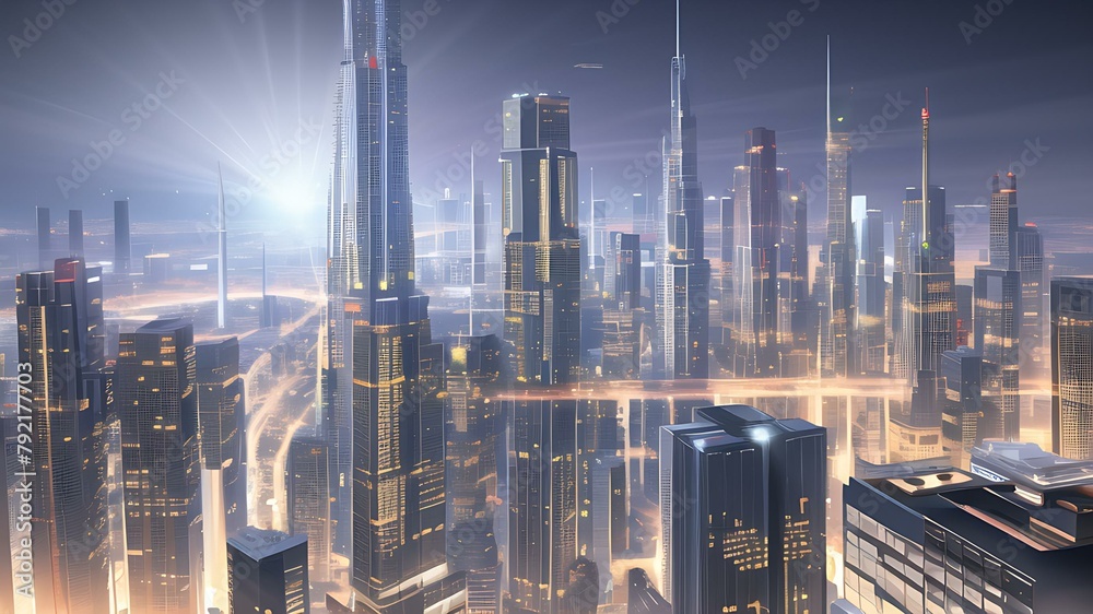 Fototapeta premium 夜の都市景_1 (night city landscape_1)