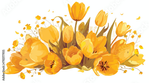 Royal Crowns With Orange Tulips Flowers Clipart 2d #792177935