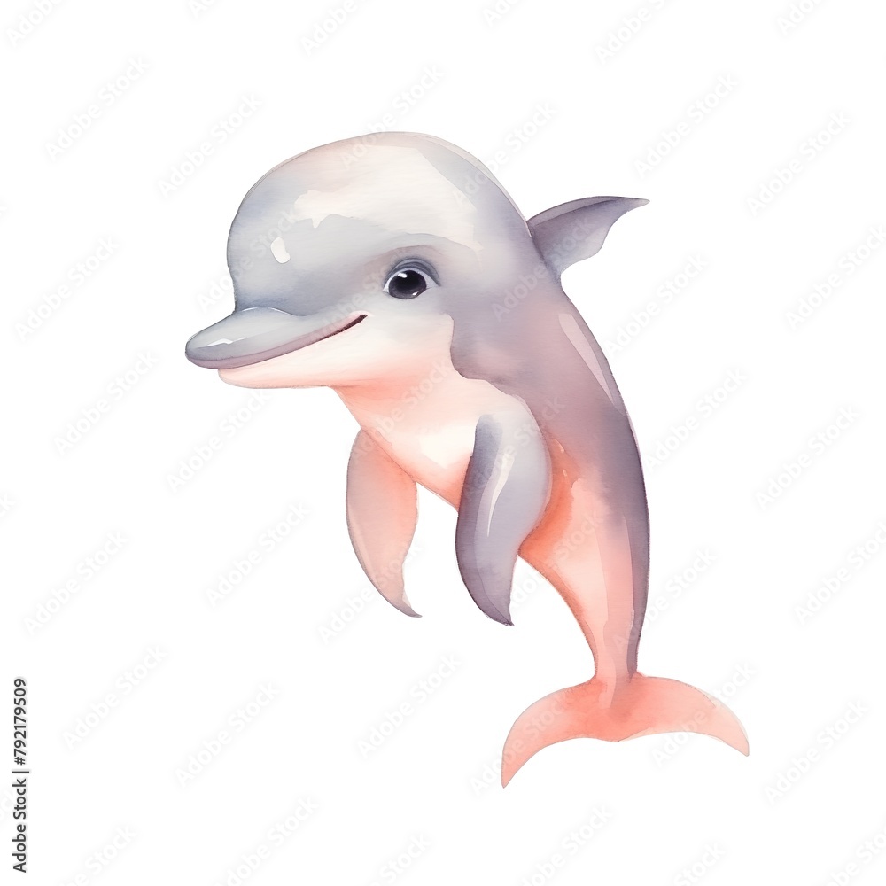 Watercolor cute dolphin. Hand drawn illustration isolated on white background. Watercolor cute dolphin. Hand drawn illustration isolated on white background.