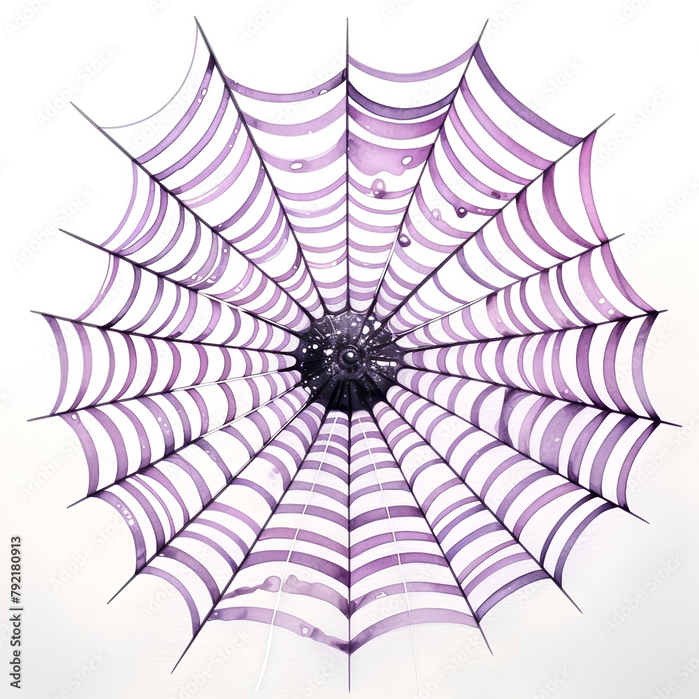 Obraz premium Watercolor spider web on white background. Illustration for Halloween.