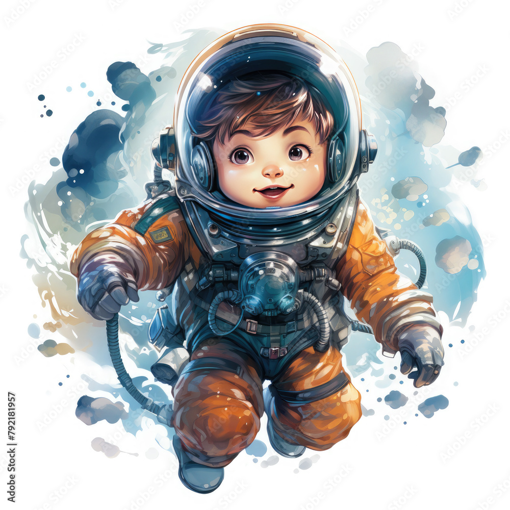 Watercolor Astronaut floating in space, clipart Illustration, Generative Ai Watercolor Astronaut floating in space, clipart Illustration, Generative Ai
