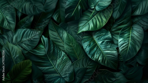 Deep Green Tropical Leaves Creating a Textured Canopy