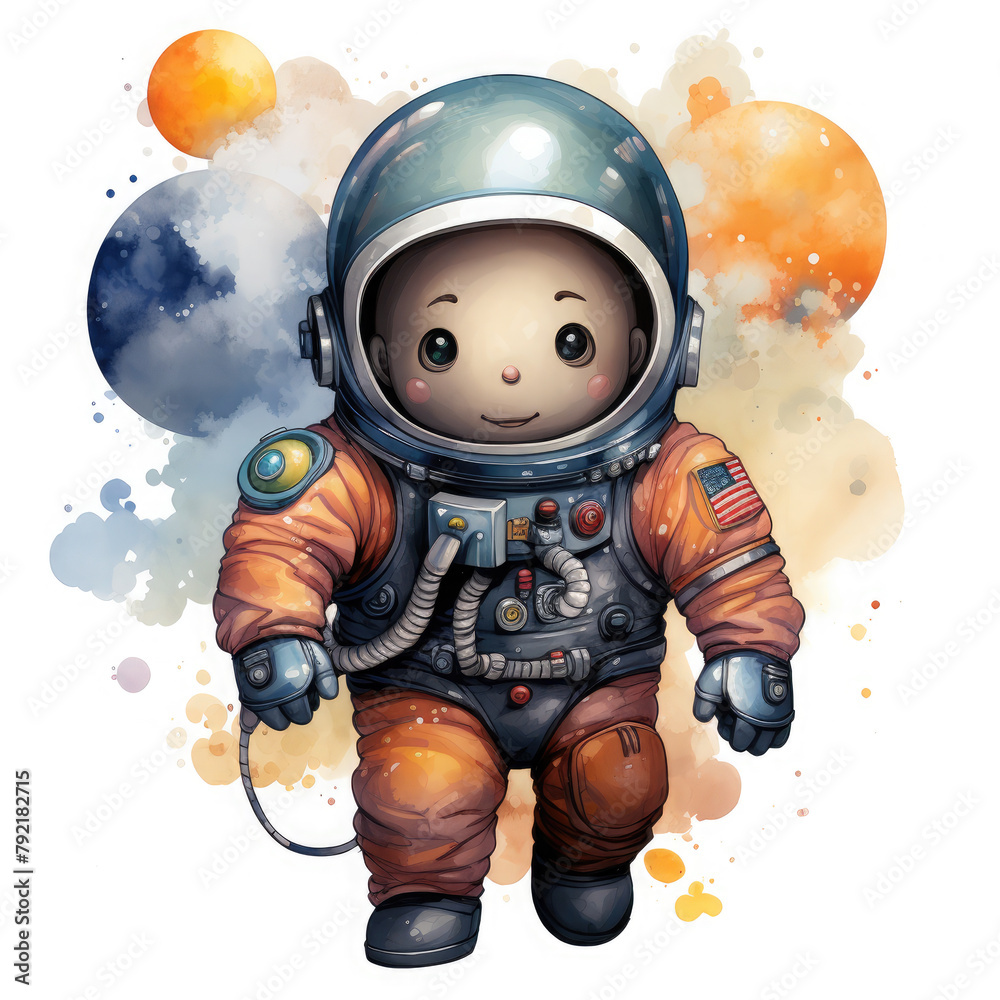 Watercolor Astronaut floating in space, clipart Illustration, Generative Ai Watercolor Astronaut floating in space, clipart Illustration, Generative Ai