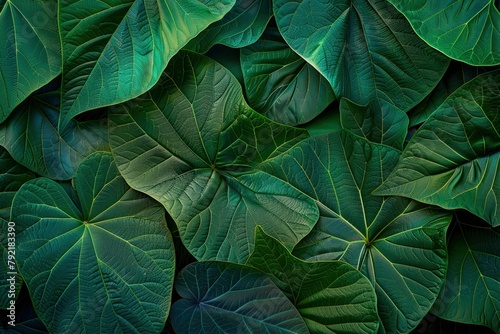 Abstract background of big green leaves - generative ai