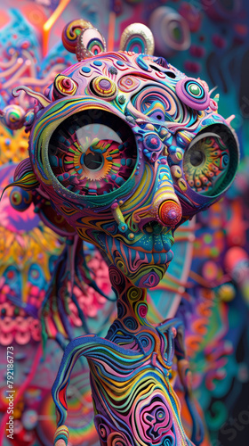 Cute colorful creature mixed in art 