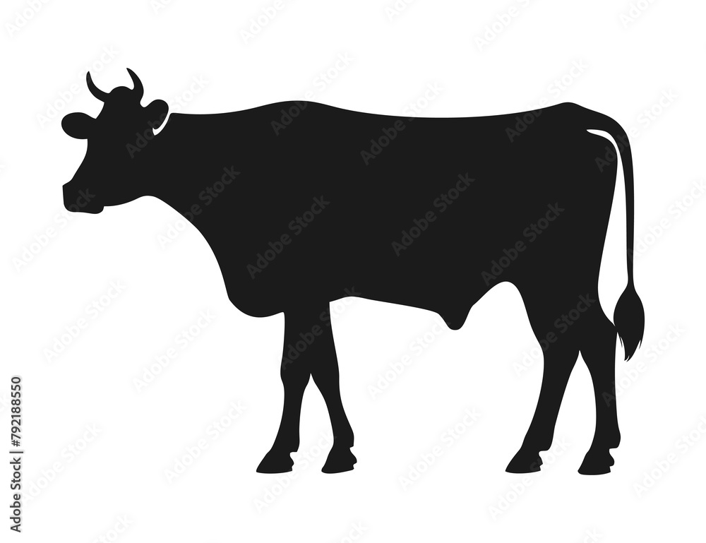 cow silhouette illustration. simple vector isolated on white background. decorative design for banner, poster, social media, sticker. generative ai cow silhouette illustration. simple vector isolated on white background. decorative design for banner, poster, social media, sticker. generative ai