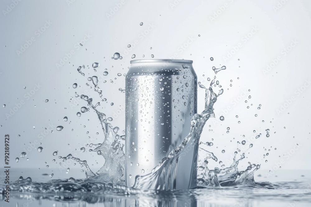 Aluminum can mockup. Background with selective focus and copy space for text