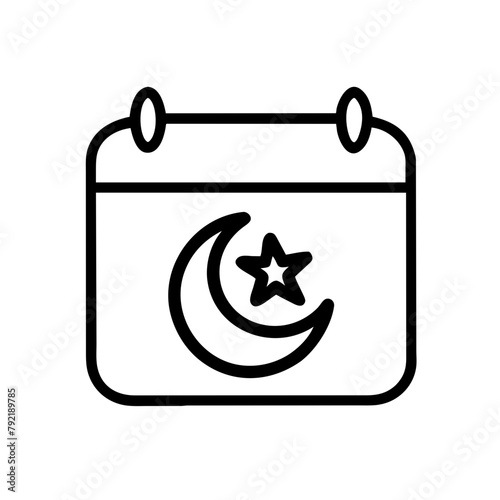 islamic outline icon, islamic calendar