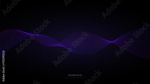 Abstract wave blue purple gradient line. Background concept for AI Technology, Virtual Communication, Music Equalizer