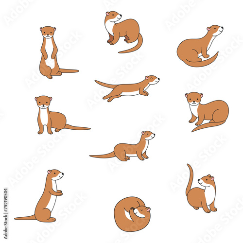 Cute weasel cartoon vector illustration