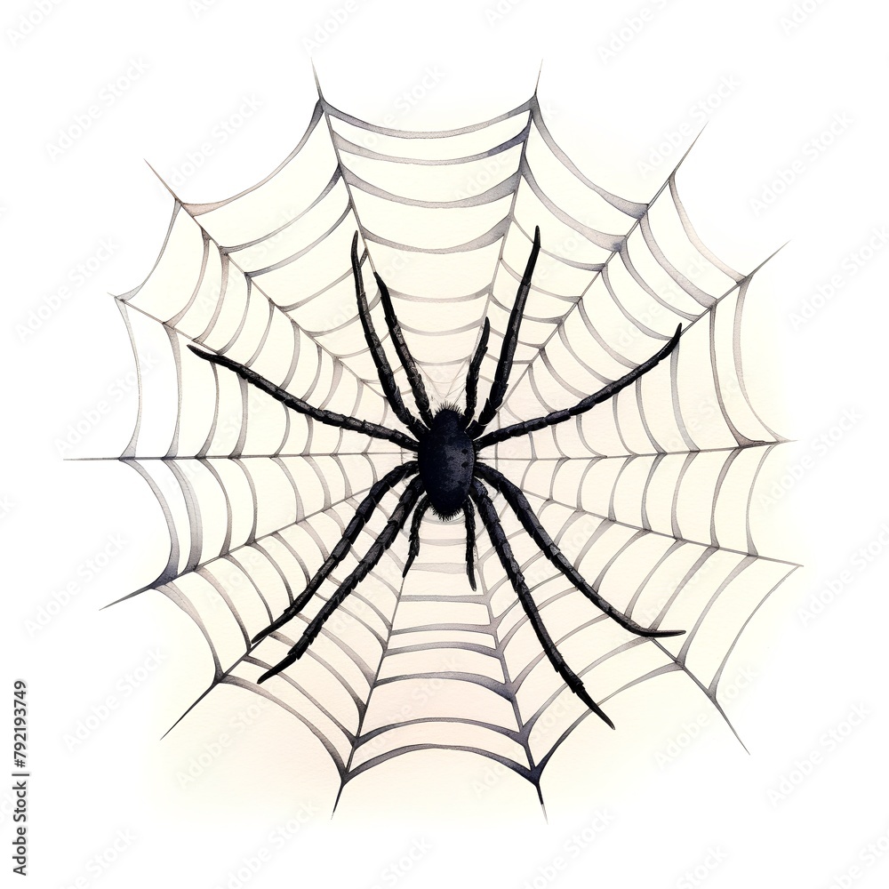 Fototapeta premium Spider web isolated on white background. 3d illustration. Vintage style.