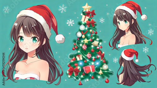 Anime manga girl christmas character animation kit. anime girl. Illustration © LofiAnimations