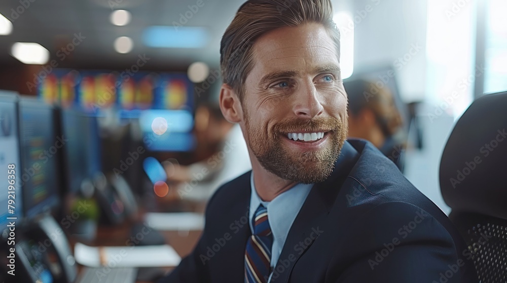 Fototapeta premium Businessman Working at Computer Desk