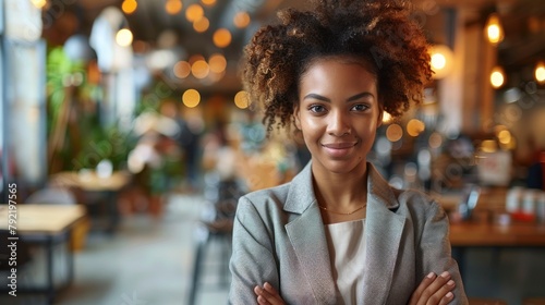 Woman Crossing Arms in Restaurant