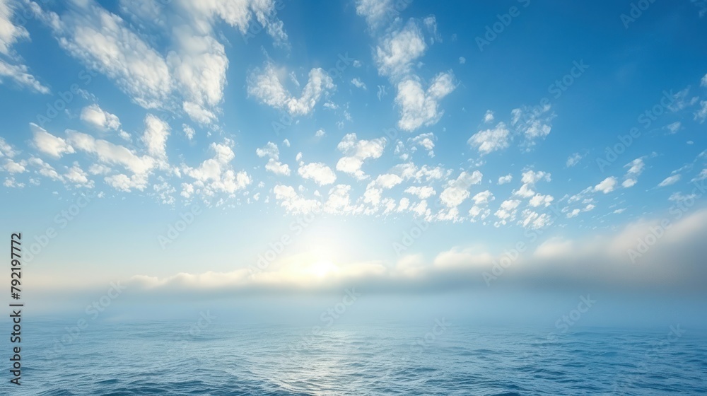 Fototapeta premium Sun Shining Through Clouds Over Ocean