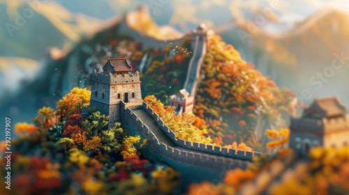 Autumn splendor at the Great Wall of Badaling, a serene and majestic historical landscape photo