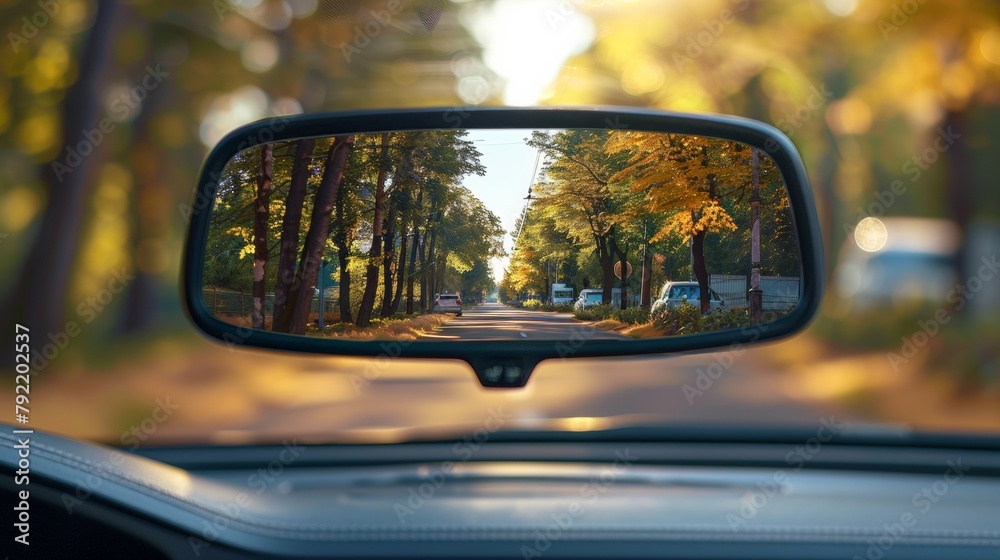 look in the rear view mirror of a car look in the rear view mirror of a car