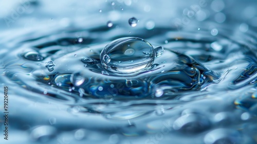 Capsule pill sinking in water close-up