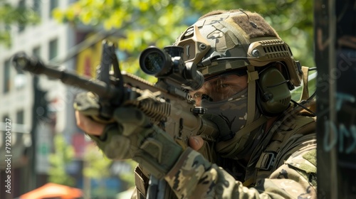 A snipers keen observation skills allow them to gather intel on the movements and tactics of both rioters and law enforcement. . photo